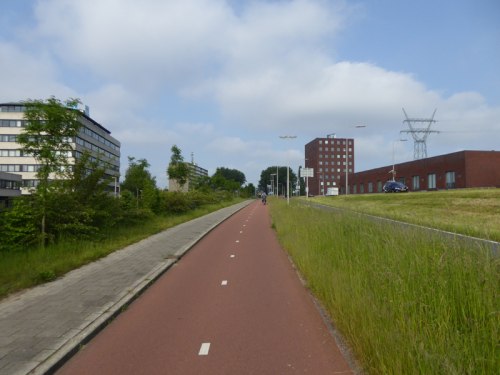 Dwukierunkowa droga rowerowa poza centrum miasta.